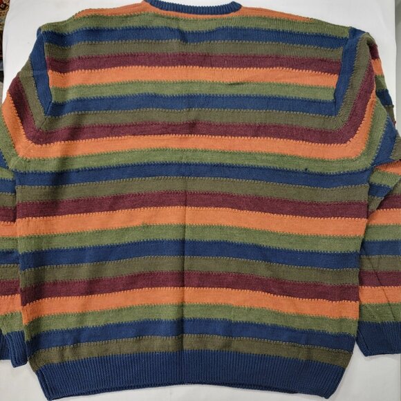 Oliver Harris Vintage Wool Blend Sweater Earth Tone Stripe Knit Pullover '90s XL - Picture 4 of 7